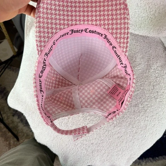 Y2K Juicy Couture Houndstooth Plaid Hat One Size - Picture 6 of 8